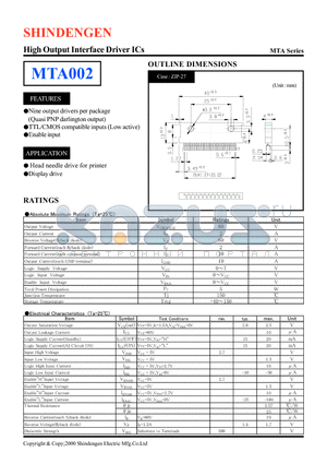 MTA002 datasheet - High Output Interface Driver ICs