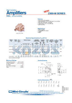 ZX60-2522M datasheet - High Isolation Amplifiers 50, 0.5 to 5.9 GHz