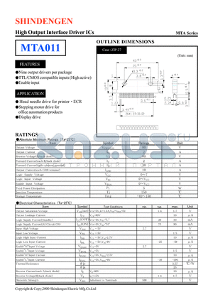MTA011 datasheet - High Output Interface Driver ICs