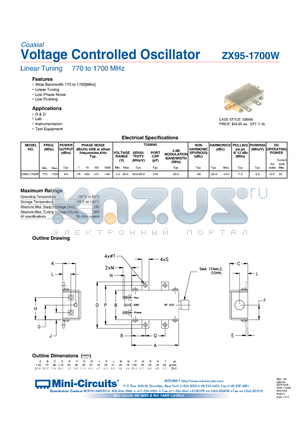 ZX95-1700W datasheet - Voltage Controlled Oscillator