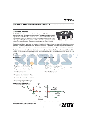 ZXCP330 datasheet - SWITCHED CAPACITOR DC-DC CONVERTER