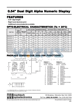 MTAN4254-11A datasheet - Marktech 0.54 Dual Alpha Numeric