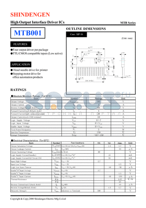 MTB001 datasheet - High Output Interface Driver ICs