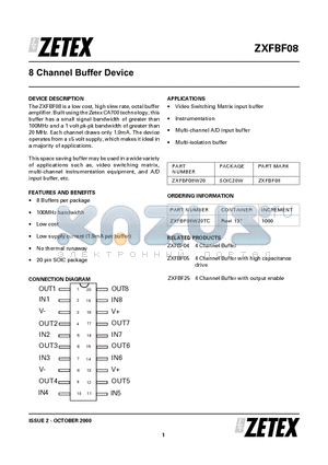 ZXFBF08 datasheet - 8 Channel Buffer Device