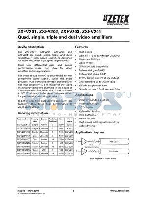 ZXFV202 datasheet - Quad, single, triple and dual video amplifiers