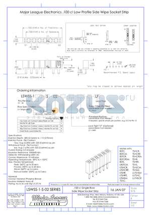 LSWSS-1-S datasheet - .100 cl Single Row Side Wipe Socket Strip