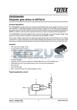 ZXGD3003E6 datasheet - 5A(peak) gate driver