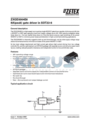 ZXGD3004E6 datasheet - 8A(peak) gate driver