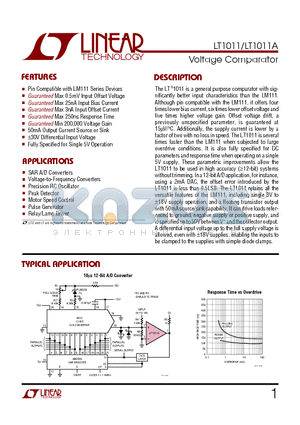 LT1011IS8 datasheet - Voltage Comparator