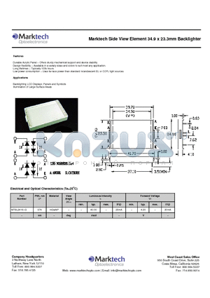 MTBL2418-G datasheet - Marktech Side View Element 34.9 x 23.3mm Backlighter