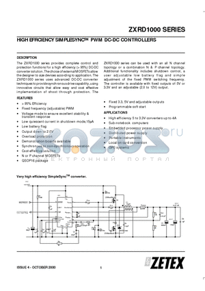 ZXM64N02X datasheet - HIGH EFFICIENCY SIMPLESYNC PWM DC-DC CONTROLLERS