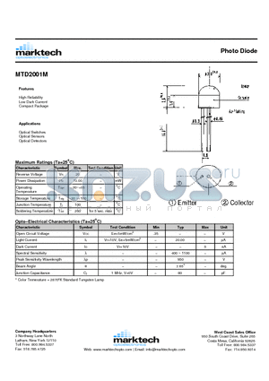 MTD2001M datasheet - Photo Diode