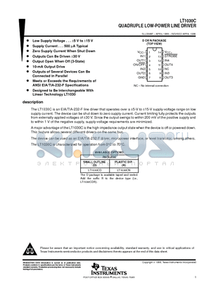 LT1030C datasheet - QUADRUPLE LOW-POWER LINE DRIVER