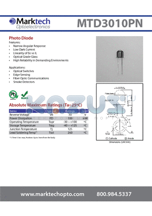 MTD3010PN datasheet - Narrow Angular Response