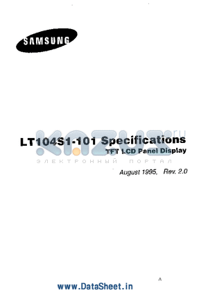 LT104S1-101 datasheet - TFT LCD Panel Display