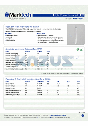 MTE8760C datasheet - Peak Emission Wavelength: 870nm