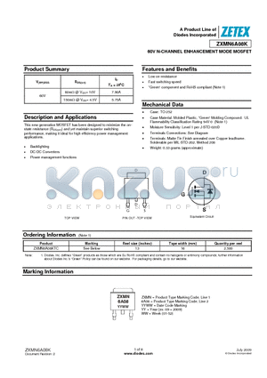 ZXMN6A08K datasheet - 60V N-CHANNEL ENHANCEMENT MODE MOSFET