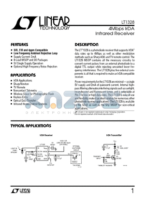 LT1328CS8 datasheet - 4Mbps IrDA Infrared Receiver