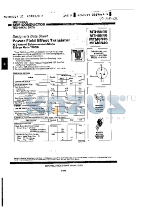 MTM8N35 datasheet - Power Field Effect Transistor N-Channel Enhancement-Mode Silicon Gate TMOS