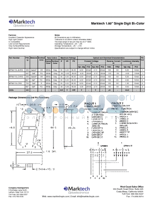 MTN6118-CHRG datasheet - Marktech 1.80 Single Digit Bi−Color