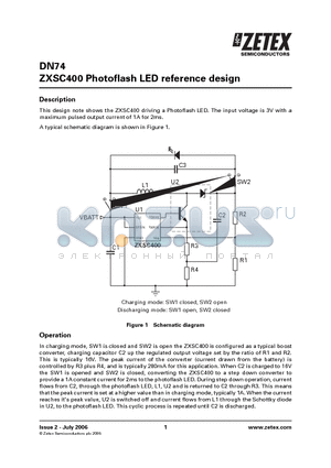 ZXSC400 datasheet - Photoflash LED