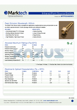 MTPS3085WS_1105 datasheet - Peak Emission Wavelength: 855nm