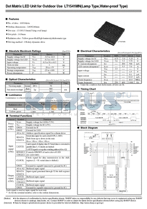 LT1541MN datasheet - Dot Matrix LED Unit for Outdoor Use(Lamp Type,Water-proof Type)