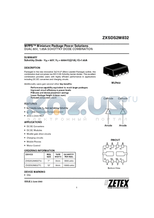 ZXSDS2M832TC datasheet - MPPS  Miniature Package Power Solutions