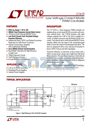 LT1619ES8 datasheet - Low Voltage Current Mode PWM Controller