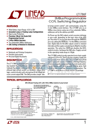 LT1786FCS datasheet - SMBus Programmable CCFL Switching Regulator