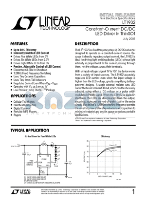 LT1932 datasheet - Constant-Current DC/DC LED Driver in ThinSOT