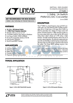 LT1949-1EMS8 datasheet - 1.1MHz, 1A Switch PWM DC/DC Converter