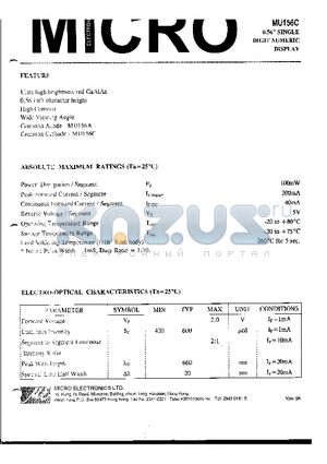 MU156C datasheet - 0.56 SINGLE DIGIT NUMERIC DISPLAY