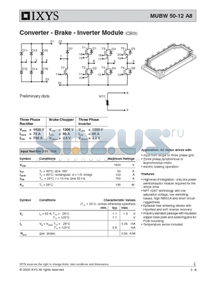 MUBW50-12A8 datasheet - Converter - Brake - Inverter Module