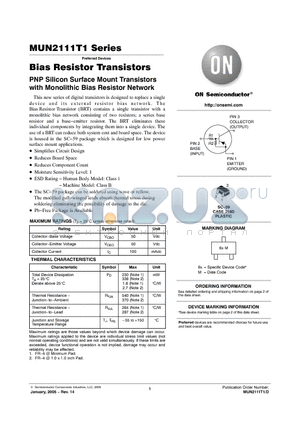 MUN211 datasheet - Bias Resistor Transistor