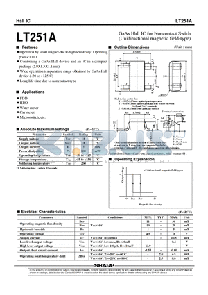 LT251A datasheet - GaAs Hall IC for Noncontact Swich(Unidirectional magnetic field-type)