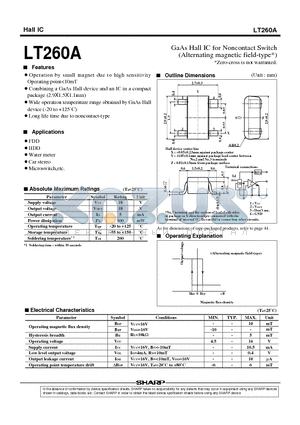 LT260 datasheet - GaAs Hall IC for Noncontact Switch(Alternating magnetic field-type)