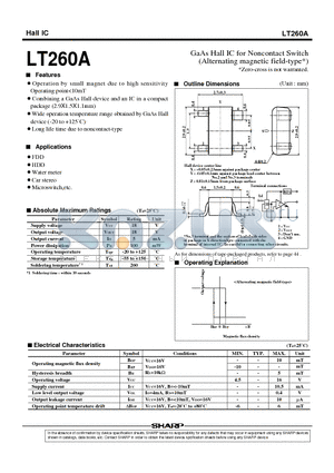 LT260A datasheet - GaAs Hall IC for Noncontact Switch(Alternating magnetic field-type)