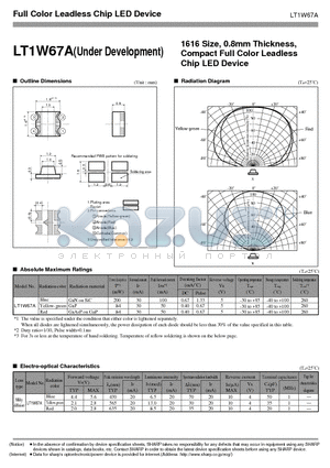 LT1W67A datasheet - 1616 Size, 0.8mm Thickness, Compact Full Color Leadless Chip LED Device