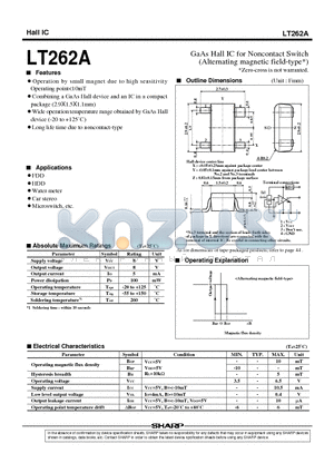 LT262A datasheet - GaAs Hall IC for Noncontact Switch(Alternating magnetic field-type*)