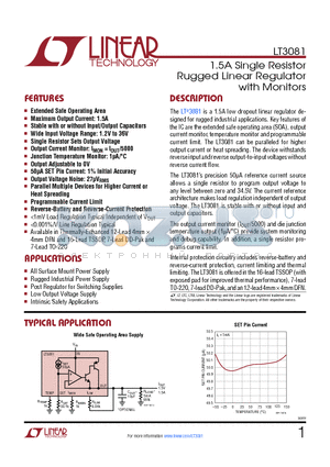 LT3081 datasheet - 1.5A Single Resistor Rugged Linear Regulator with Monitors