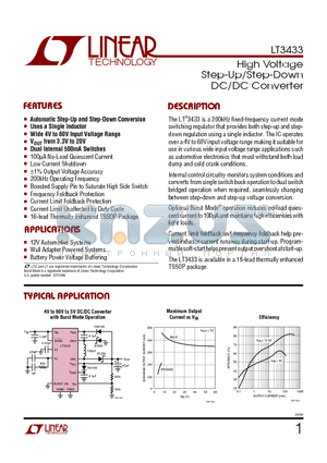 LT3433 datasheet - High Voltage Step-Up/Step-Down DC/DC Converter