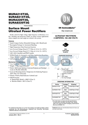 MURA220T3G datasheet - Surface Mount Ultrafast Power Rectifiers