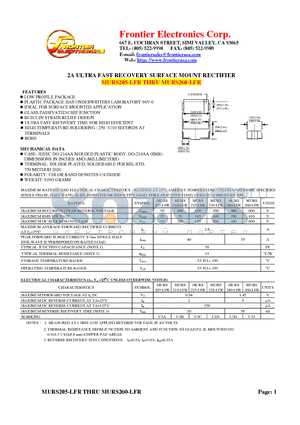 MURS260-LFR datasheet - 2A ULTRA FAST RECOVERY SURFACE MOUNT RECTIFIER