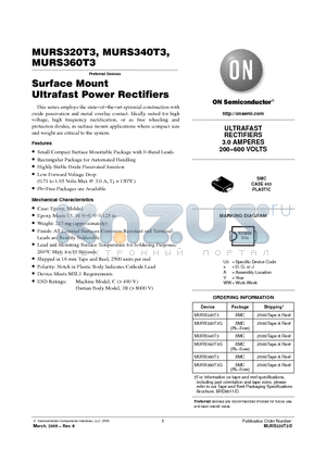 MURS340T3 datasheet - Surface Mount Ultrafast Power Rectifiers