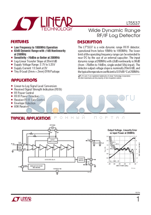 LT5537EDDB datasheet - Wide Dynamic Range RF/IF Log Detector