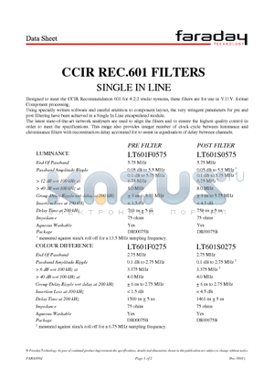 LT601F0575 datasheet - CCIR REC.601 FILTERS