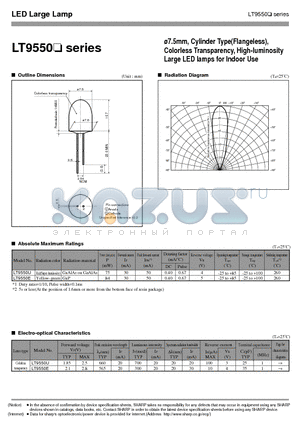 LT9550U datasheet - 7.5mm, Cylinder Type(Flangeless), Colorless Transparency, High-luminosity Large LED lamps for Indoor Use