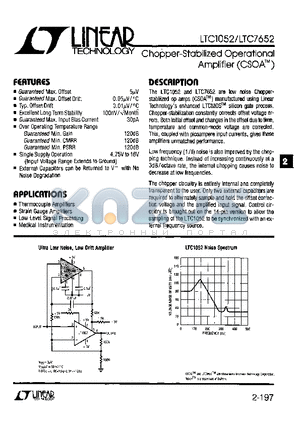 LTC1052CJ8 datasheet - Chopper-Stabilized Operational Amplifier(CSOATM)