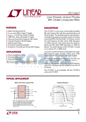 LTC1164-7MJ datasheet - Low Power, Linear Phase 8th Order Lowpass Filter